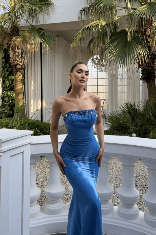 Ayda Straplez Taş İşlemeli Abiye 1059