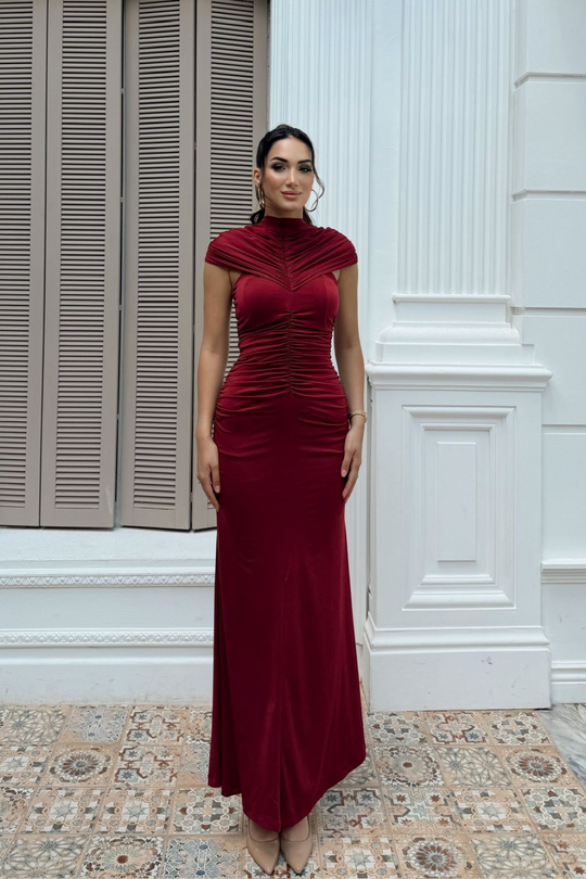 İmren Drapeli Tasarım Midi Elbise 6070