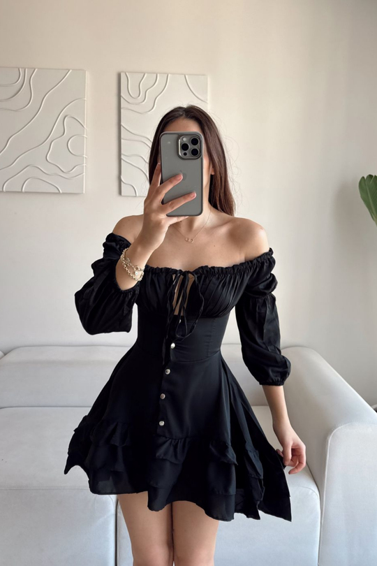 Jesica Kat Kat Elbise 8745 SİYAH