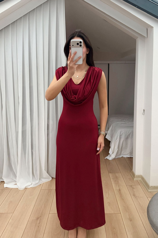 Lenal Degaje Yaka Midi Elbise 4542