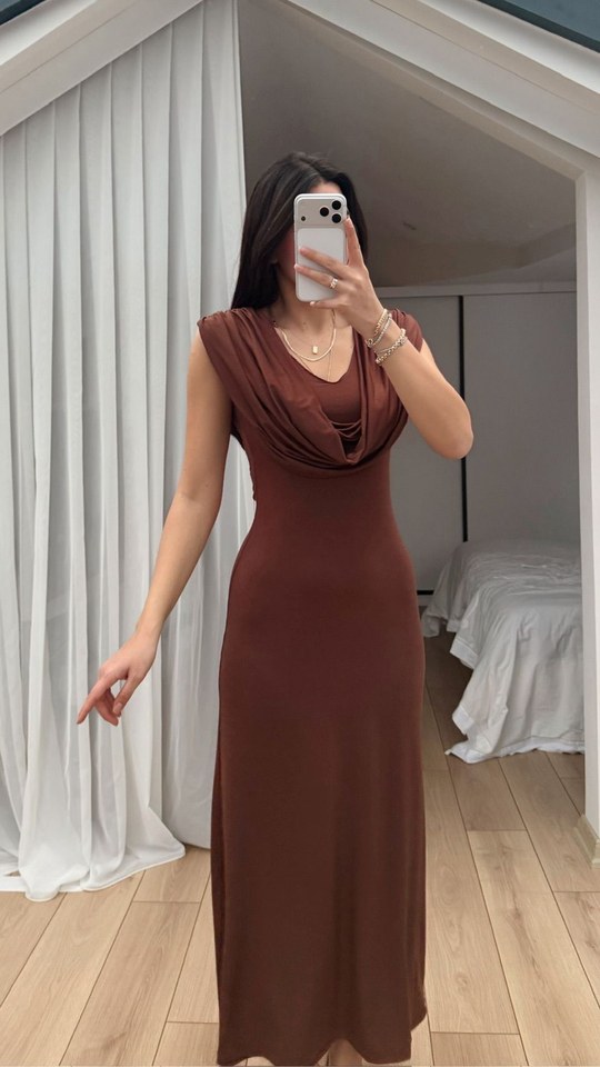Lenal Degaje Yaka Midi Elbise 4542