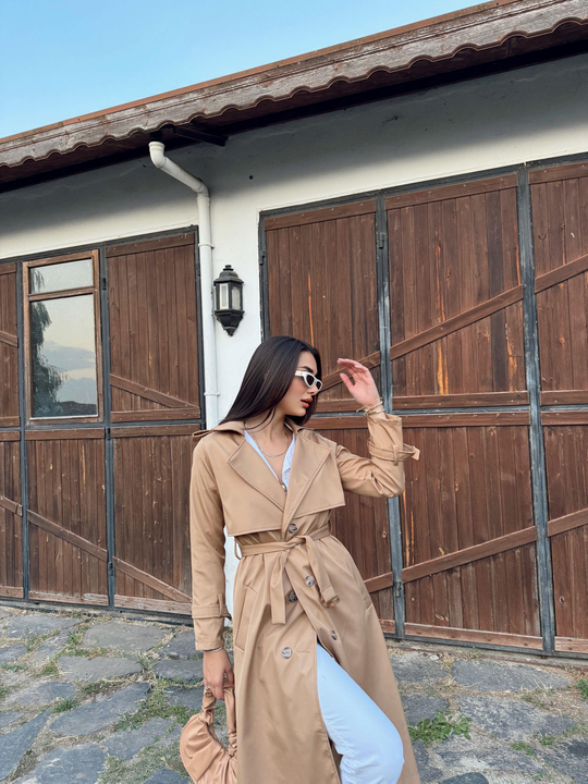 Lola Oversize Kol Detaylı Trençkot 1211 VİZON