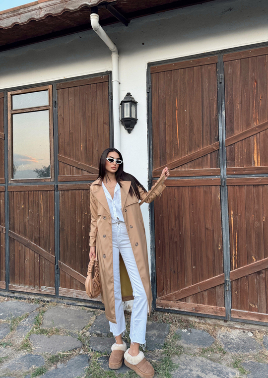 Lola Oversize Kol Detaylı Trençkot 1211 VİZON