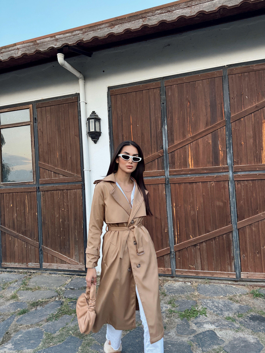 Lola Oversize Kol Detaylı Trençkot 1211 VİZON