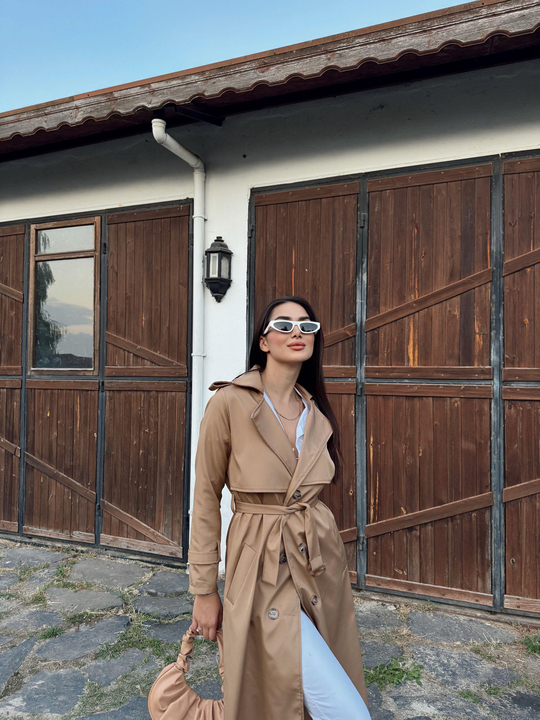 Lola Oversize Kol Detaylı Trençkot 1211 VİZON