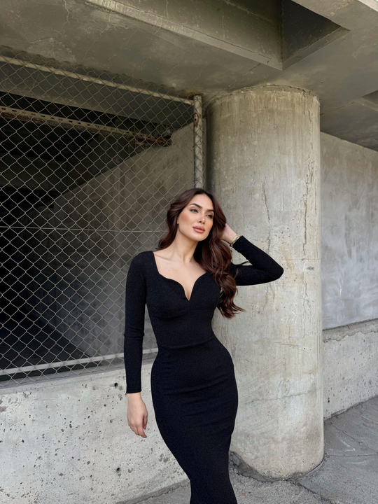 Miranda Simli Yırtmaç Detaylı Abiye 583093 SİYAH
