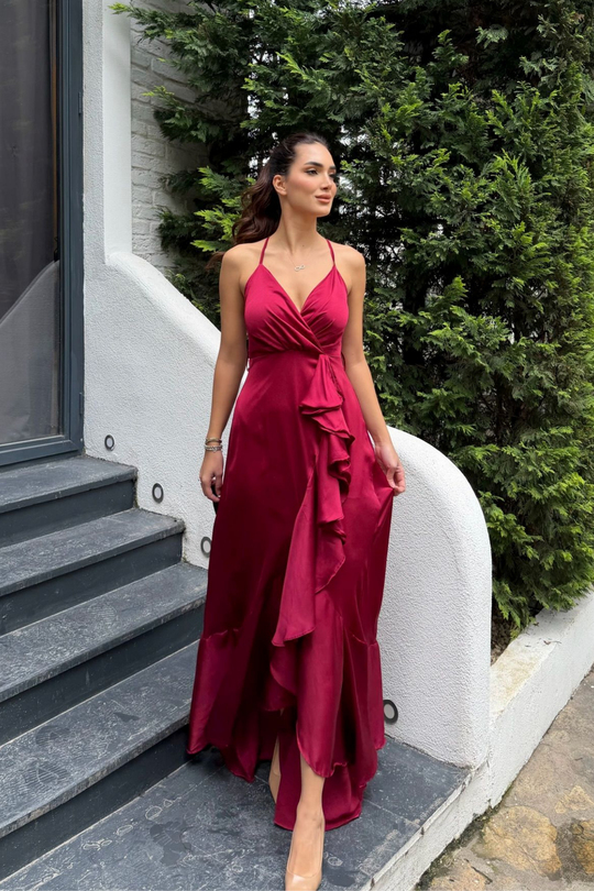 Missy Volanlı Abiye BORDO A3X