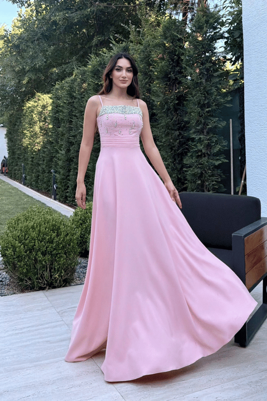 Nayla İp Askılı Taşlı Abiye 306