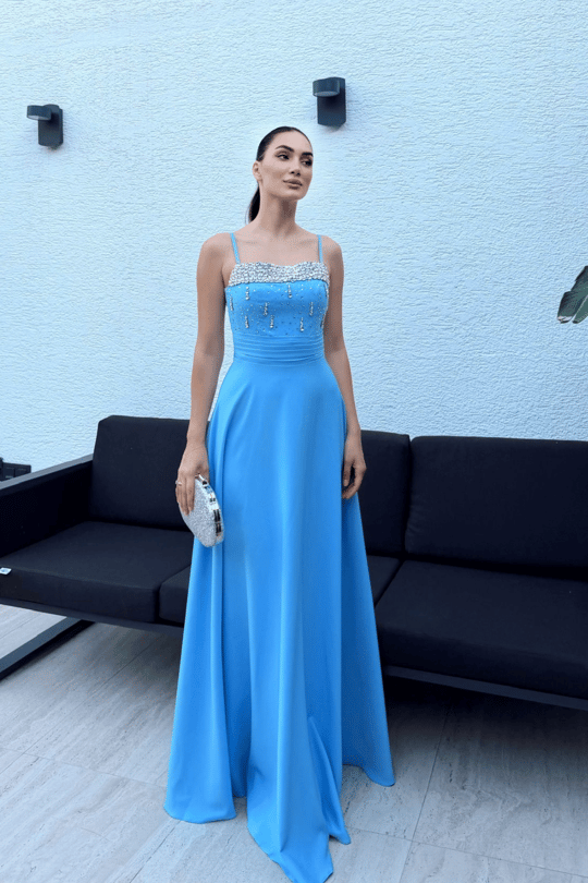 Nayla İp Askılı Taşlı Abiye 306
