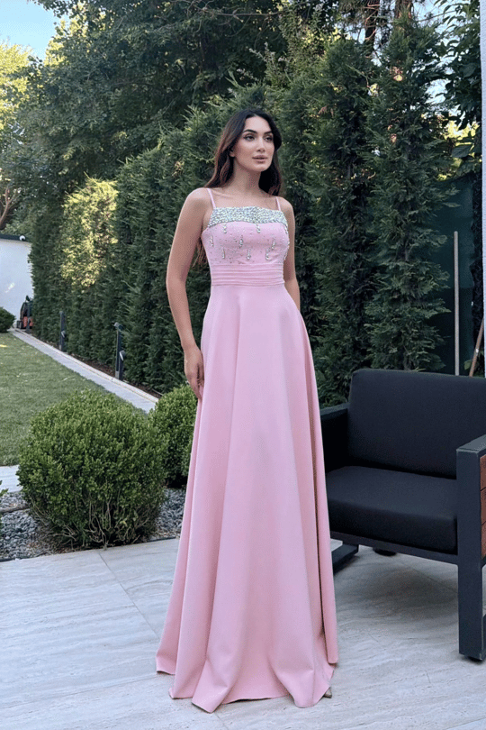 Nayla İp Askılı Taşlı Abiye 306