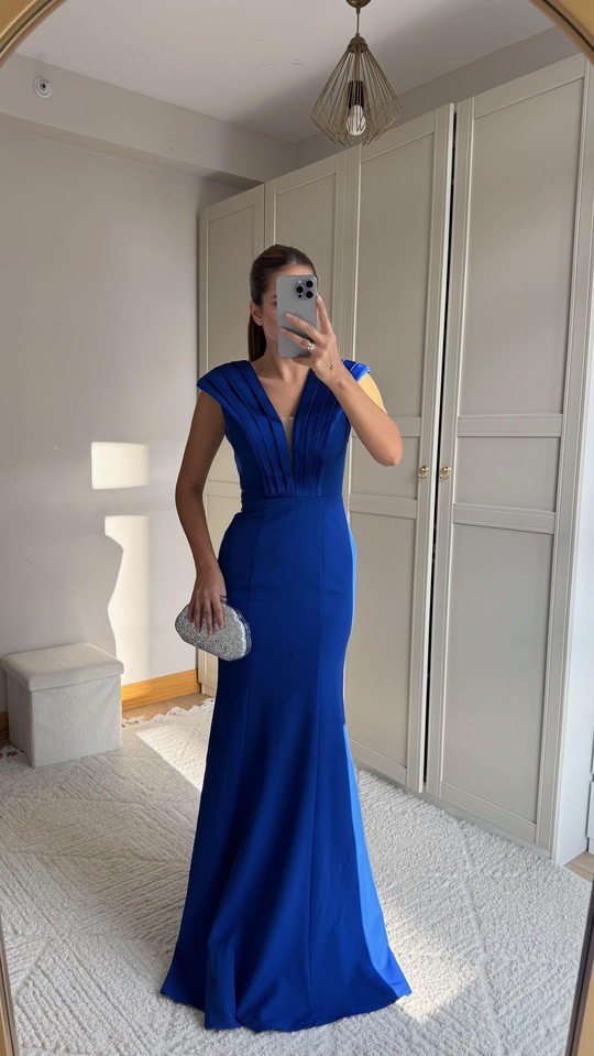 Nelie V Yaka Balık Abiye 4704 MAVİ