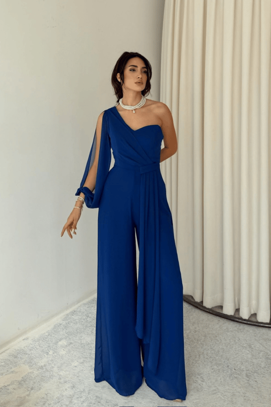 Nera Tek Kol Bağlamalı Şifon Tulum 9389