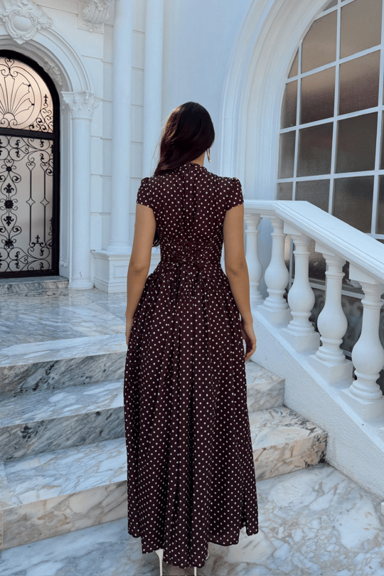 Özüm Damla Detay Puantiyeli Midi Elbise 6114 