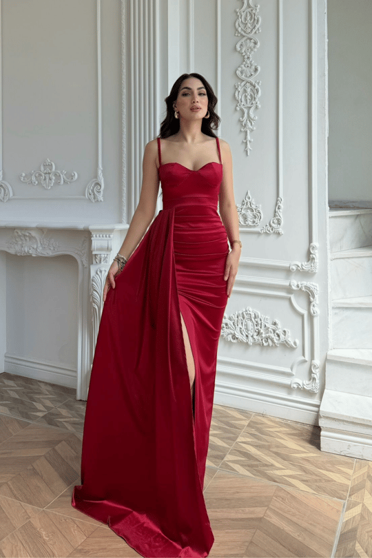 Pamela Yırtmaç Detay Kuyruklu Abiye 582234 