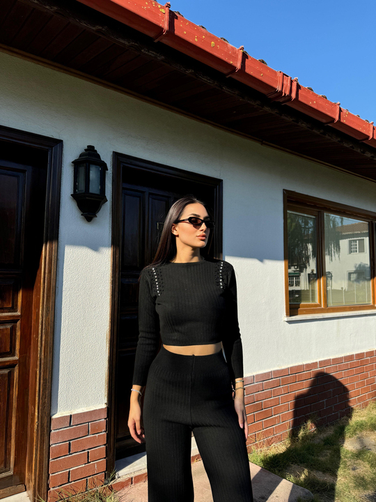 Sadie Boncuk Detaylı İkili Takım 3745 SİYAH