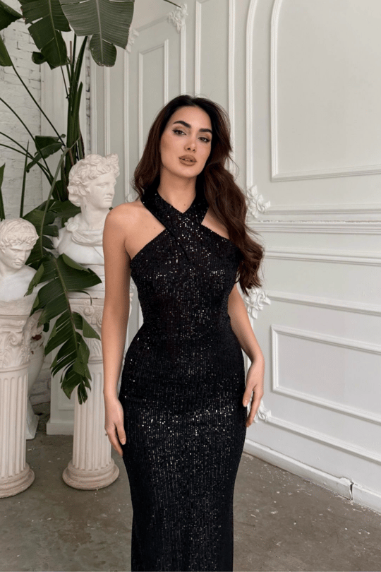 Stella Payetli Çapraz Yaka Abiye 1074