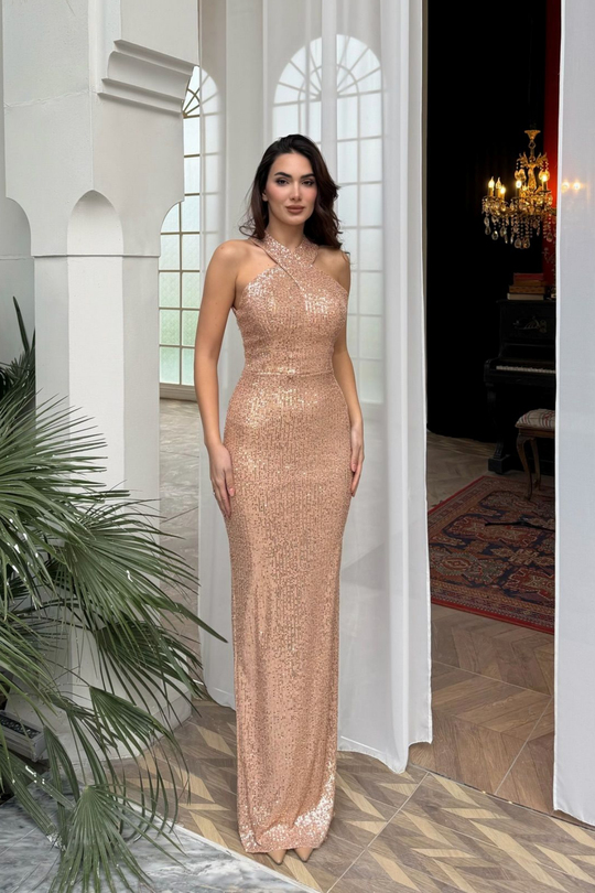 Stella Payetli Çapraz Yaka Abiye 1074
