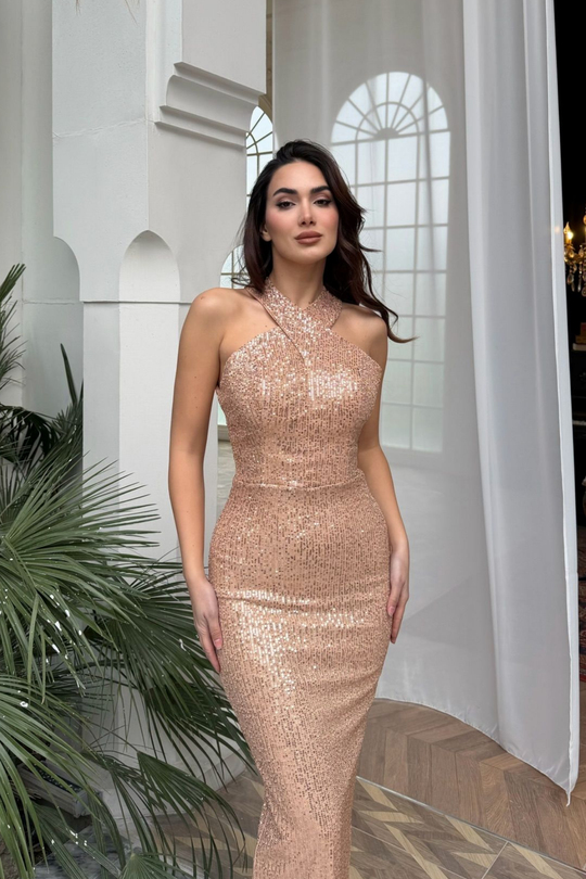 Stella Payetli Çapraz Yaka Abiye 1074