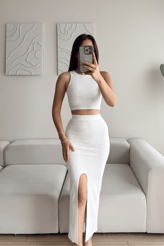 Tango Yırtmaç Detay İkili Takım 015298 BEYAZ