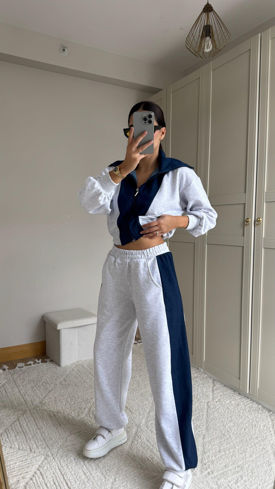Violet Jean Detay Tasarım Takım 2640 AÇIK GRİ