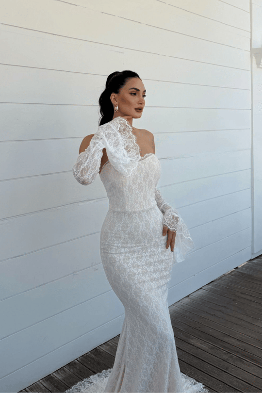 Violetta Güpür Balık Tasarım Abiye 84629 KREM