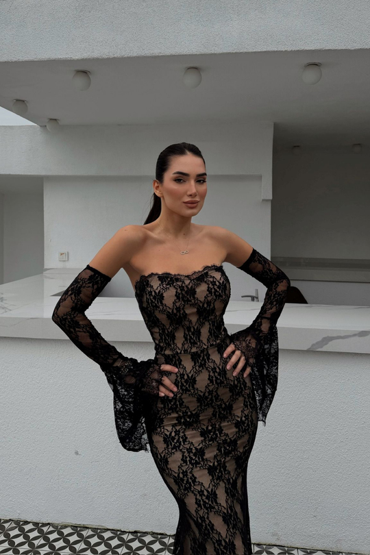 Violetta Güpür Balık Tasarım Abiye 84629 SİYAH