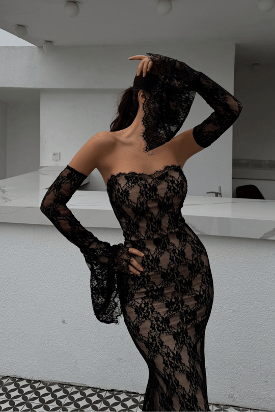 Violetta Güpür Balık Tasarım Abiye 84629 SİYAH