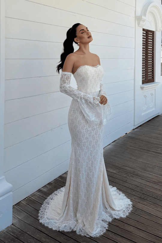 Violetta Güpür Balık Tasarım Abiye 84629 KREM
