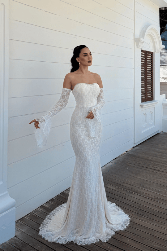 Violetta Güpür Balık Tasarım Abiye 84629 KREM