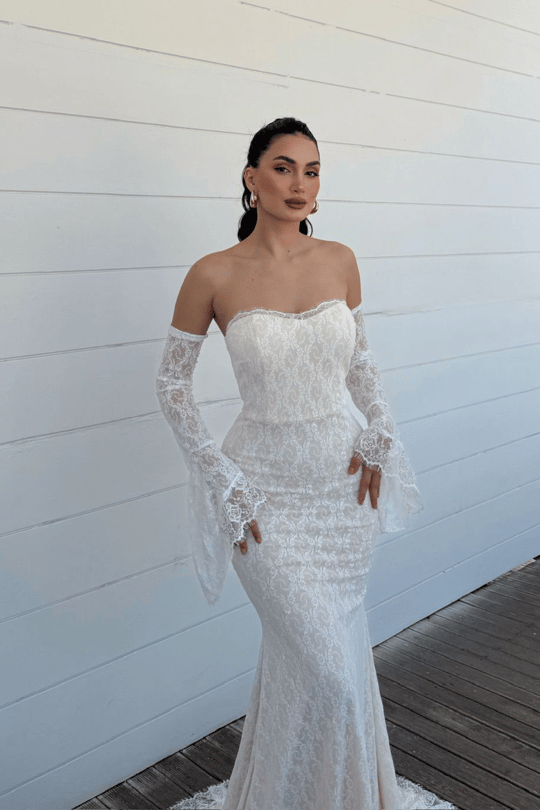 Violetta Güpür Balık Tasarım Abiye 84629 KREM