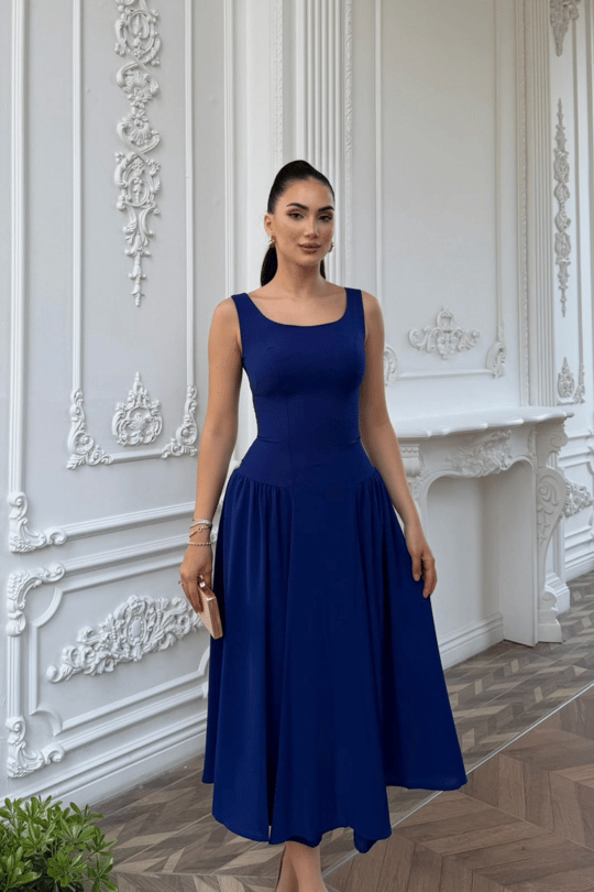 Yıldız Kalın Askılı Midi Elbise 1112