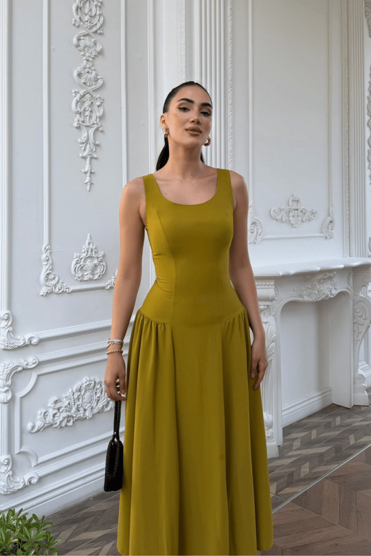 Yıldız Kalın Askılı Midi Elbise 1112
