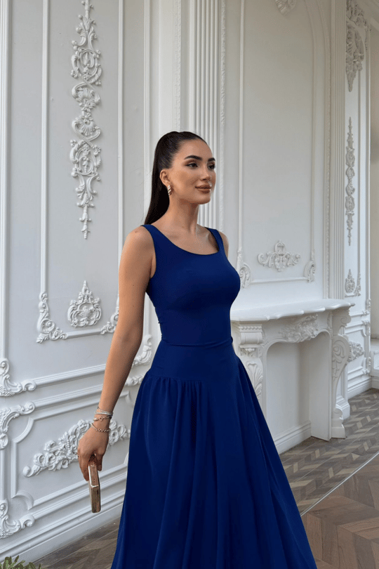 Yıldız Kalın Askılı Midi Elbise 1112
