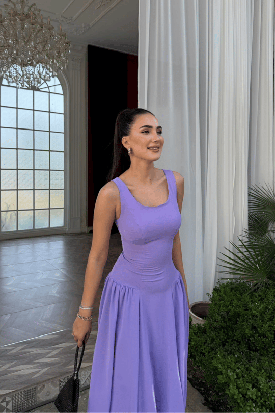 Yıldız Kalın Askılı Midi Elbise 1112