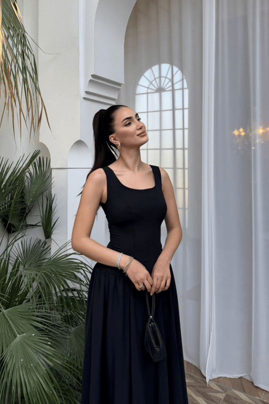 Yıldız Kalın Askılı Midi Elbise 1112