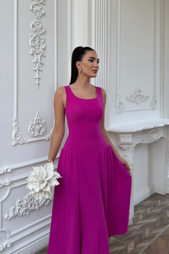 Yıldız Kalın Askılı Midi Elbise 1112