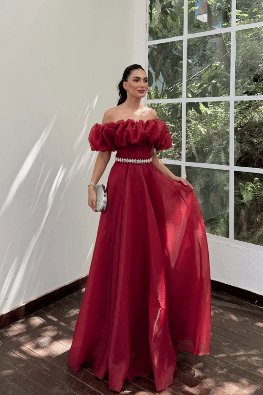 Yonca Madonna Yaka Fırfırlı Abiye 308