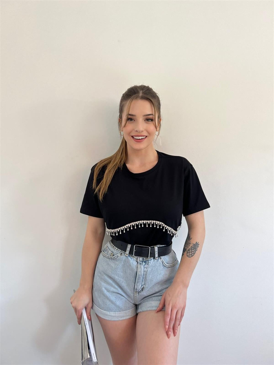 Aksesuar Düz Basic T-shirt 1410  SİYAH