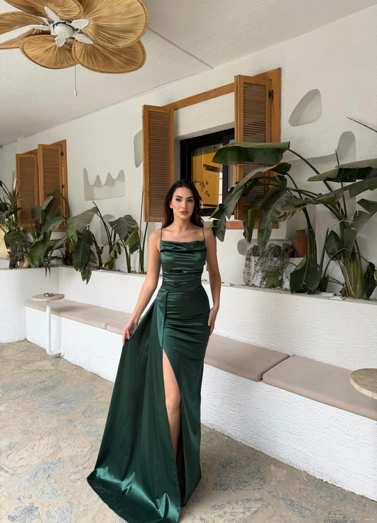 Allyso Degaje Yaka Yırtmaçlı Abiye 582243 ZÜMRÜT