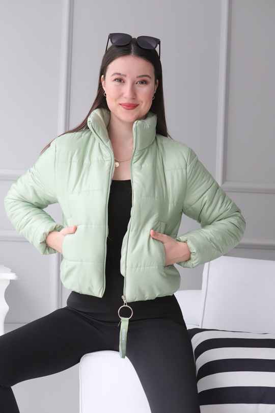 Astarlı Şişme Mont MİNT YEŞİLİ