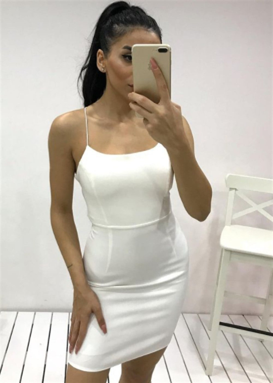 Bağlamalı Mini Elbise BEYAZ