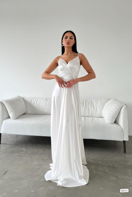 Bilica İp Askı Saten Abiye 582151 BEYAZ