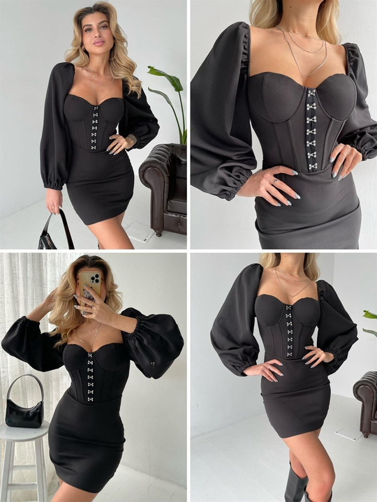 Diana Agraf Detay Mini Elbise