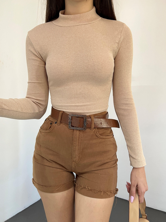 Dik Yaka Kaşkorse Crop 1206 TAŞ RENGİ