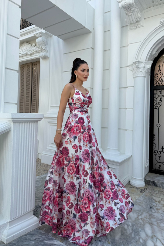 Feza Desenli Askı Detay Abiye 1093