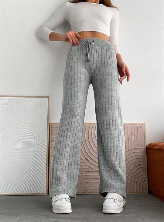 Fitilli Triko Pantolon GRİ