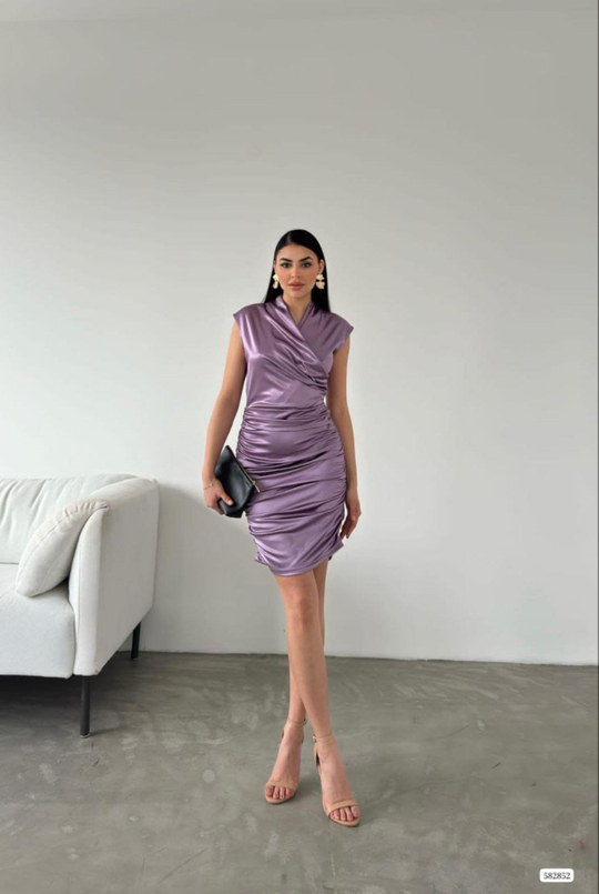 Grant Drapeli Saten Elbise 582852 LİLA