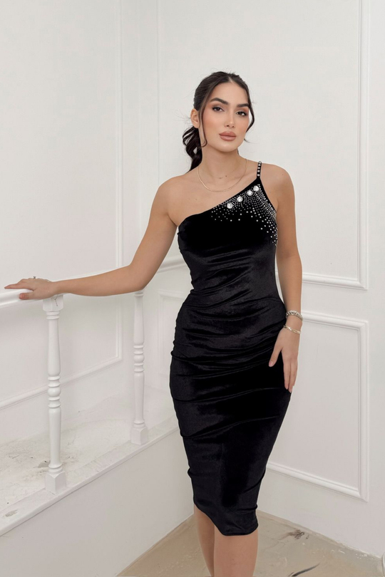 Kendra İp Askı Tasarım Midi Elbise 583141 SİYAH