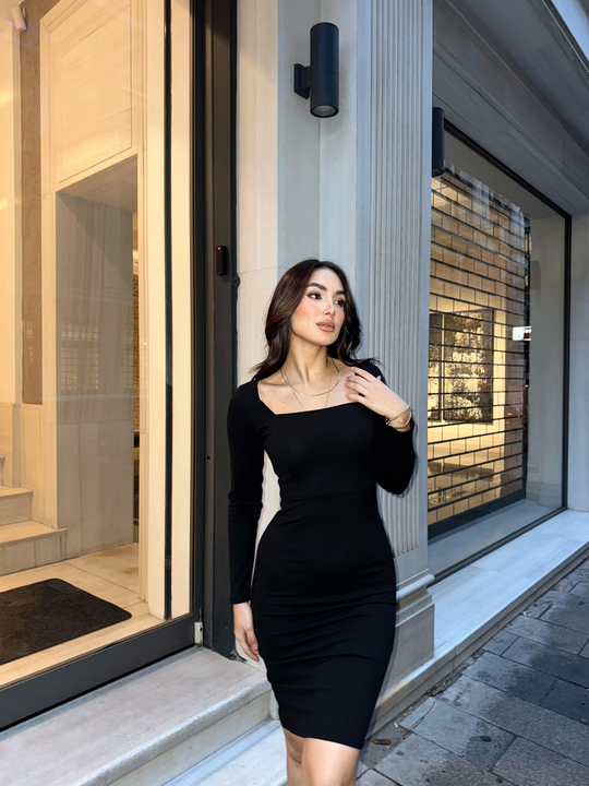 Lara Midi Boy Kalem Elbise 581864 SİYAH
