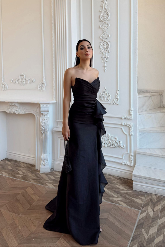 Maral Straplez Ön Detay Yırtmaçlı Abiye 1184 